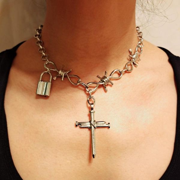 diezi 2020 new punk fashion lock cross pendant silver color choker necklace link chain padlock necklace for women men jewelry, Golden;silver
diezi 2020 new punk fashion lock cross pendant silver color choker necklace link chain padlock necklace for women men jewelry, Golden;silver