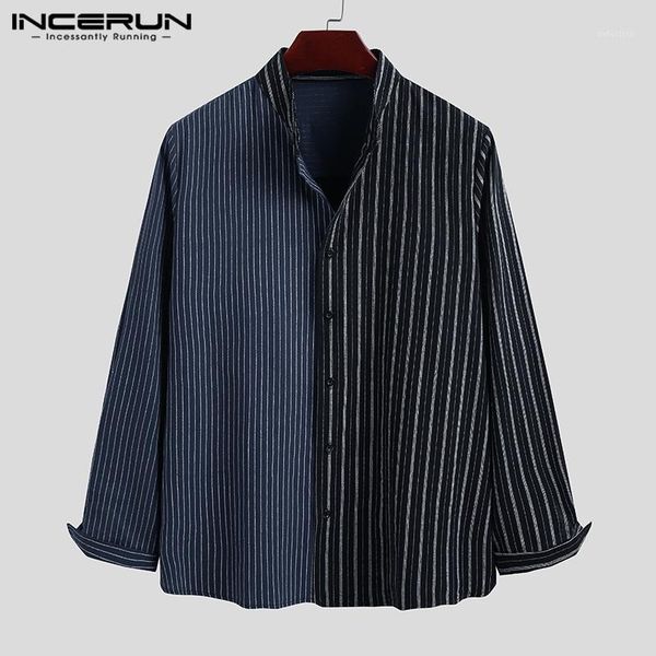 man loose stand collar blusas retro patchwork shirt incerun vintage striped shirts men cotton long sleeve camisa harajuku s-3xl1, White;black
man loose stand collar blusas retro patchwork shirt incerun vintage striped shirts men cotton long sleeve camisa harajuku s-3xl1, White;black