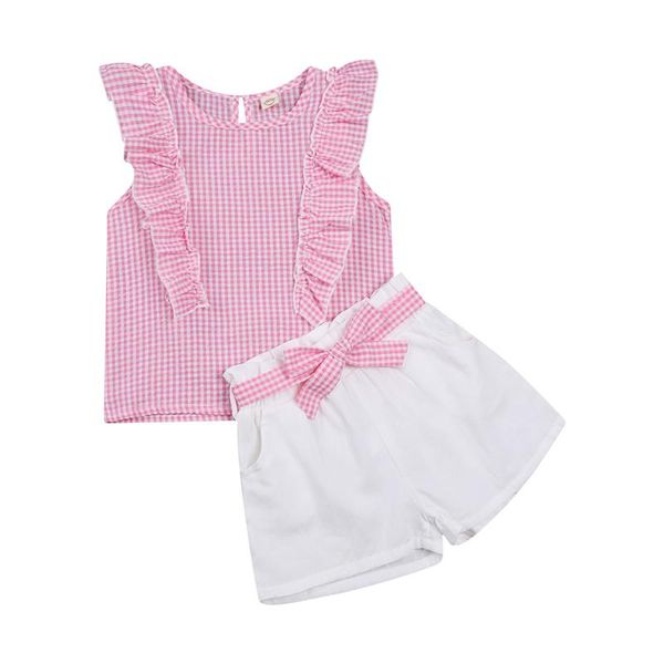 kids set children's clothes suit summer pink plaid print sleeveless ruffle casual shorts set toddler girl outfits, White
kids set children's clothes suit summer pink plaid print sleeveless ruffle casual shorts set toddler girl outfits, White
