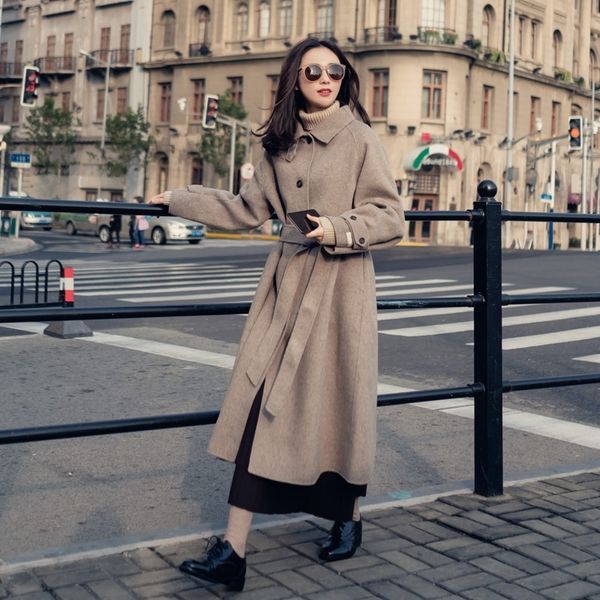 single breasted turn-down collar coat and jacket england style sashes women long cashmer coat loose solid women's woolen jacket 201111, Black
single breasted turn-down collar coat and jacket england style sashes women long cashmer coat loose solid women's woolen jacket 201111, Black