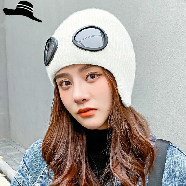 beanie/skull caps windproof glasses winter hat for women knitted girl mask thick balaclava earflap wool bonnet male skullies beanies hats ca, Blue;gray
beanie/skull caps windproof glasses winter hat for women knitted girl mask thick balaclava earflap wool bonnet male skullies beanies hats ca, Blue;gray