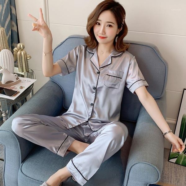 spring summer faux silk pajamas nightwear women set soft and comfortable simple pure color leisure short sleeves sleepwear new1, Black;red
spring summer faux silk pajamas nightwear women set soft and comfortable simple pure color leisure short sleeves sleepwear new1, Black;red
