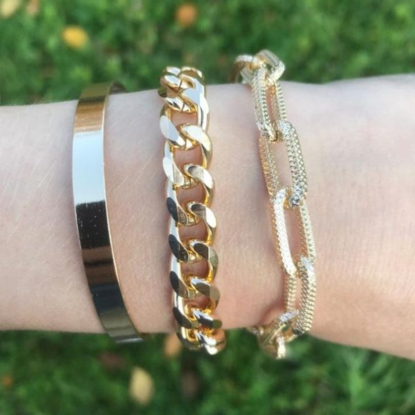 link, chain 3pcs/set hip hop chunky thick bracelets for women punk curb cuban metal bracelet bangles gold silver color hand jewelry, Black
link, chain 3pcs/set hip hop chunky thick bracelets for women punk curb cuban metal bracelet bangles gold silver color hand jewelry, Black