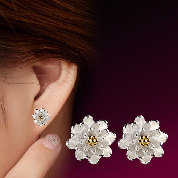 stud 100% 925 sterling silver fashion lotus flower ladies earrings jewelry women anti allergy christmas gift drop, Golden;silver
stud 100% 925 sterling silver fashion lotus flower ladies earrings jewelry women anti allergy christmas gift drop, Golden;silver