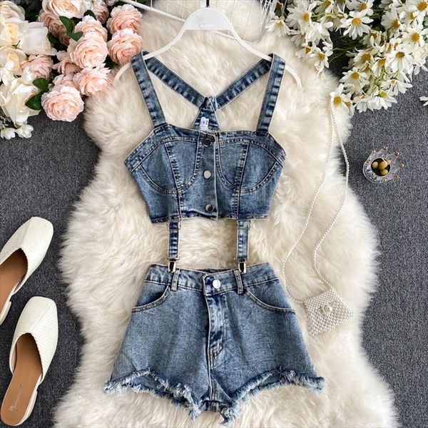 deat 2020 summer new arrivals fashion sleeveless strapless tank denim ripped shorts two piece set women outfits mi891, Gray
deat 2020 summer new arrivals fashion sleeveless strapless tank denim ripped shorts two piece set women outfits mi891, Gray