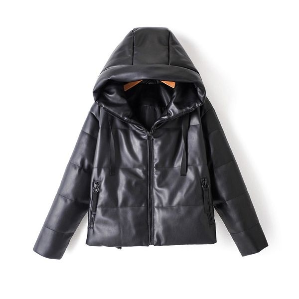 2021 new pu women fashion hooded faux leather coats ladies elegant cotton jackets kq2k, Black
2021 new pu women fashion hooded faux leather coats ladies elegant cotton jackets kq2k, Black