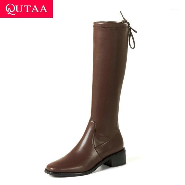 boots qutaa 2021 pu cow leather lace up knee high autumn winter square heel women shoes retro toe ladies size 34-391, Black
boots qutaa 2021 pu cow leather lace up knee high autumn winter square heel women shoes retro toe ladies size 34-391, Black