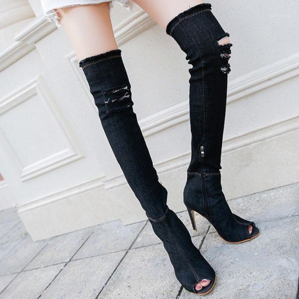 imkkg 2020 new fashion women hole denim high heels over-the-knee sandals spring summer peep toe thigh high sandals 41 g1171, Black
imkkg 2020 new fashion women hole denim high heels over-the-knee sandals spring summer peep toe thigh high sandals 41 g1171, Black