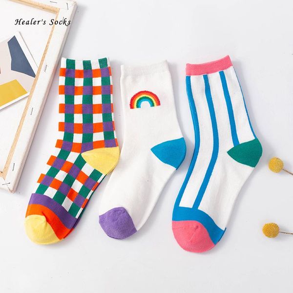new rainbow happy woman socks cotton color striped plaid funny harajuku college style fashion casual cute soft girls tube socks, Black;white
new rainbow happy woman socks cotton color striped plaid funny harajuku college style fashion casual cute soft girls tube socks, Black;white