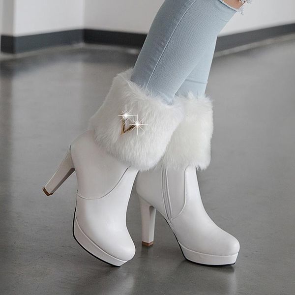 bling high heels fur boots women plush warm platform shoes elegant crystal lady wedding party high-heeled ankle boots, Black
bling high heels fur boots women plush warm platform shoes elegant crystal lady wedding party high-heeled ankle boots, Black