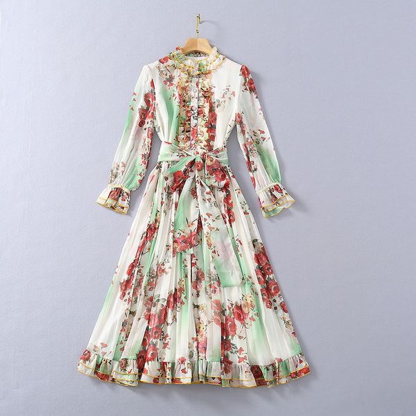 2021 stand collar flare/bell sleeve panelled beading ruffle designer dress brand same style dress 0106-1, Black
2021 stand collar flare/bell sleeve panelled beading ruffle designer dress brand same style dress 0106-1, Black