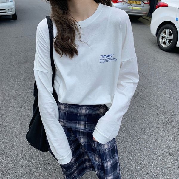 white t-shirt women's autumn 2020 new fashion korean version loose and versatile letter printed long t-shirt lower package lower packag
white t-shirt women's autumn 2020 new fashion korean version loose and versatile letter printed long t-shirt lower package lower packag