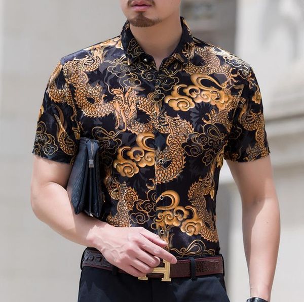 men's casual shirts mens dragon print design silk men short sleeve transparent slim velvet shirt soft thin comfortable size s-3xl, White;black
men's casual shirts mens dragon print design silk men short sleeve transparent slim velvet shirt soft thin comfortable size s-3xl, White;black