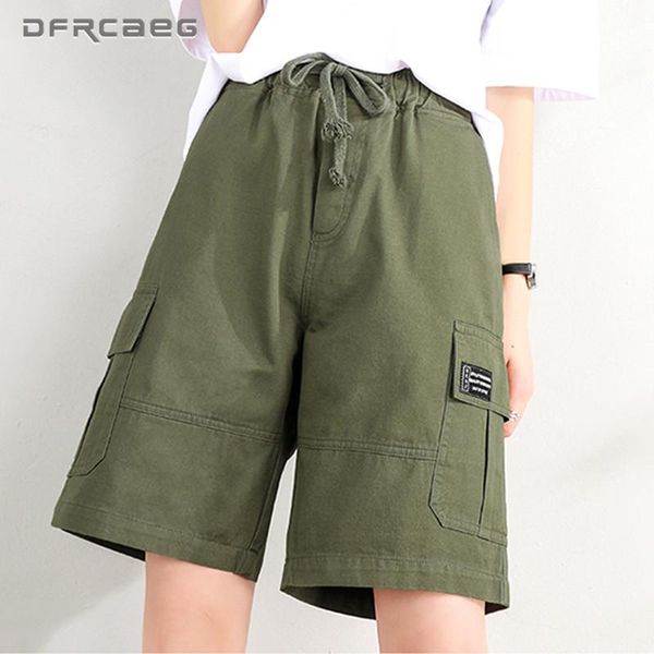 army green loose summer knee length women cargo shorts with pocket 2020 casual high waist women wide leg short trousers femme, White;black
army green loose summer knee length women cargo shorts with pocket 2020 casual high waist women wide leg short trousers femme, White;black