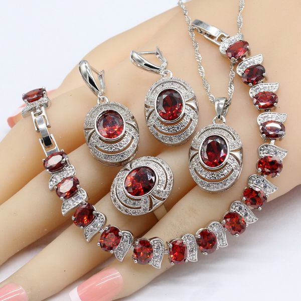 silver color jewelry sets for women red cubic zirconia necklace pendant bracelets earrings rings gift box
silver color jewelry sets for women red cubic zirconia necklace pendant bracelets earrings rings gift box