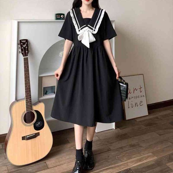 black dress women summer bow elegant vintage dress navy kawaii sweet patchwork sundress lolita preppy style outfits, Black;gray
black dress women summer bow elegant vintage dress navy kawaii sweet patchwork sundress lolita preppy style outfits, Black;gray