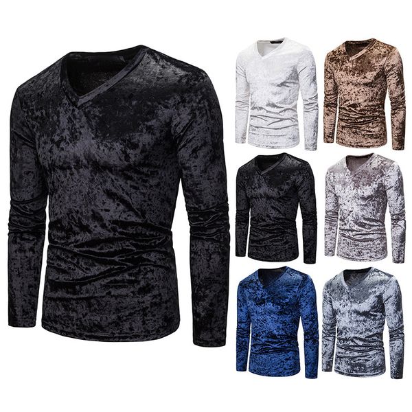 pure cotto t-shirt v-necksweater long sleeve for male slim fitness clothing tees solid color streetwear, White;black
pure cotto t-shirt v-necksweater long sleeve for male slim fitness clothing tees solid color streetwear, White;black