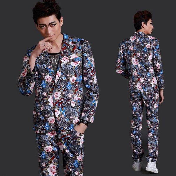 men's suits & blazers personality stage flower blazer men latest coat pant designs suit jacket costume homme singer for, White;black
men's suits & blazers personality stage flower blazer men latest coat pant designs suit jacket costume homme singer for, White;black