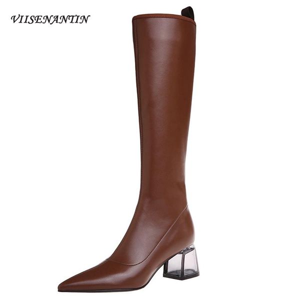 boots korean version high women's autumn winter transparent crystal medium thick heel pointed elastic white leather, Black
boots korean version high women's autumn winter transparent crystal medium thick heel pointed elastic white leather, Black