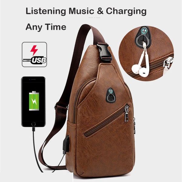fashion classic male chest bag solid color pu leather waterproof usb interface / headphone hole bag waist pack1
fashion classic male chest bag solid color pu leather waterproof usb interface / headphone hole bag waist pack1