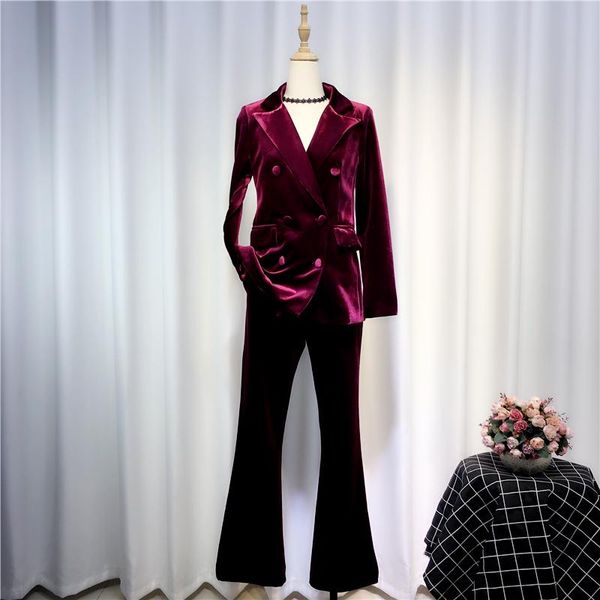 women's two piece pants 2021 design velvet formal women pant suits wide red ved elegant work office lady clothing sets quality, White
women's two piece pants 2021 design velvet formal women pant suits wide red ved elegant work office lady clothing sets quality, White