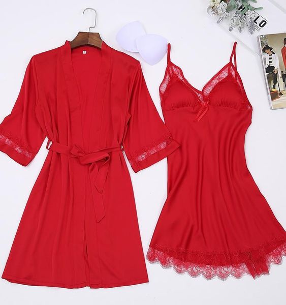 women's pajamas robe satin robe casual and pajamas set underwear women's kimono bathrobe dress lace1, Black;red 
women's pajamas robe satin robe casual and pajamas set underwear women's kimono bathrobe dress lace1, Black;red