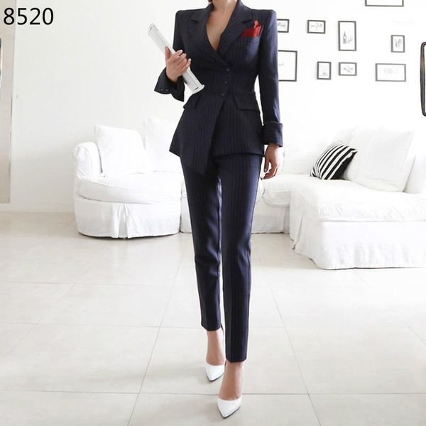 fashion women's business suit female office uniform pants set striped suit jacket korean slim pant suits two-piece1, White
fashion women's business suit female office uniform pants set striped suit jacket korean slim pant suits two-piece1, White
