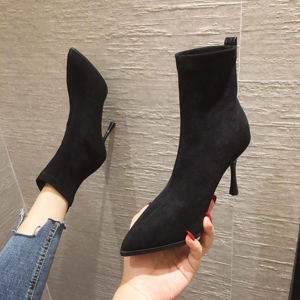 boots pointy slim-heeled ankle 2021 autumn winter style low barrel slimming high-heeled elastic, Black
boots pointy slim-heeled ankle 2021 autumn winter style low barrel slimming high-heeled elastic, Black