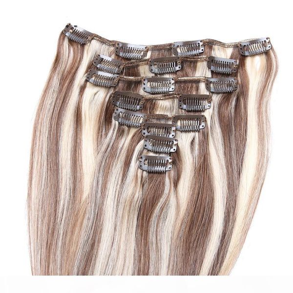 8pcs set 100g chestnut brown highlight blonde clip in hair extensions double weft piano 6 613 clip in human hair extensions, Black
8pcs set 100g chestnut brown highlight blonde clip in hair extensions double weft piano 6 613 clip in human hair extensions, Black
