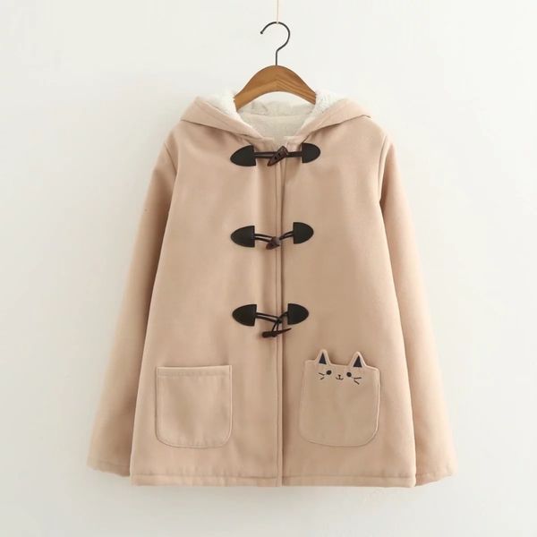 2021 new winter cute cat ear girls coat horn button fleece warm women pullover hoodies embroidery wool overcoat n0ol, Black
2021 new winter cute cat ear girls coat horn button fleece warm women pullover hoodies embroidery wool overcoat n0ol, Black