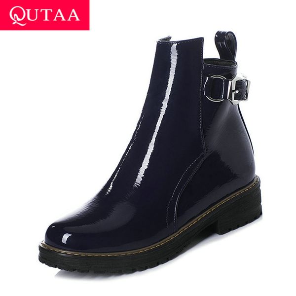 qutaa 2020 pu patent leather autumn winter square middle heel women shoes round toe fashion buckle zipper ankle boots size 34-43 q1104, Black
qutaa 2020 pu patent leather autumn winter square middle heel women shoes round toe fashion buckle zipper ankle boots size 34-43 q1104, Black