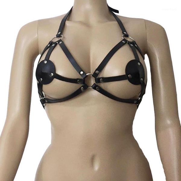 women pu leather halter cage bra exposed breast body harness belt bra fetish cosplay night club fashion rock costume1, Red;black
women pu leather halter cage bra exposed breast body harness belt bra fetish cosplay night club fashion rock costume1, Red;black