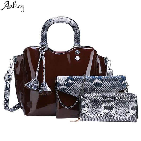 aelicy 3pcs solid patent leather composite bag women's handbag lady's messenger bag fashion rivet crossbody bags for women totes
aelicy 3pcs solid patent leather composite bag women's handbag lady's messenger bag fashion rivet crossbody bags for women totes