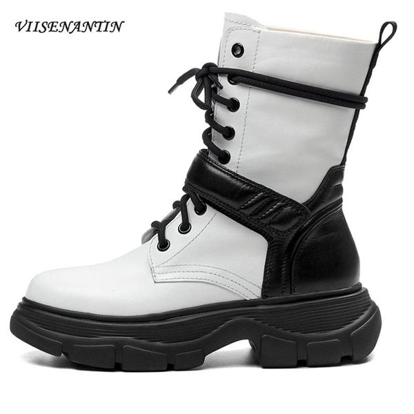 boots thick sole winter chunky genuine leather strappy platform british color block mid-heel short motorcycle hook loop shoes, Black
boots thick sole winter chunky genuine leather strappy platform british color block mid-heel short motorcycle hook loop shoes, Black