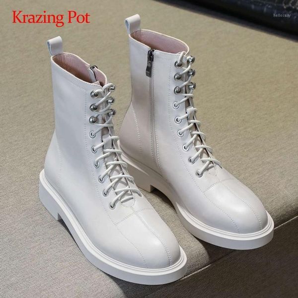 krazing pot motorcycle boots natural leather cross-tied solid round toe thick low heel zipper coolest daily wear ankle boots l821, Black
krazing pot motorcycle boots natural leather cross-tied solid round toe thick low heel zipper coolest daily wear ankle boots l821, Black