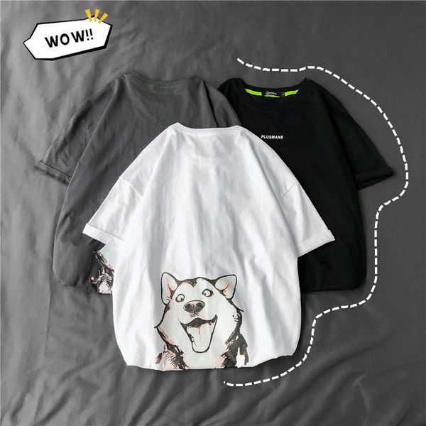 cartoon animal print men's short loose casual student autumn thin versatile half sleeve t-shirt, White;black
cartoon animal print men's short loose casual student autumn thin versatile half sleeve t-shirt, White;black
