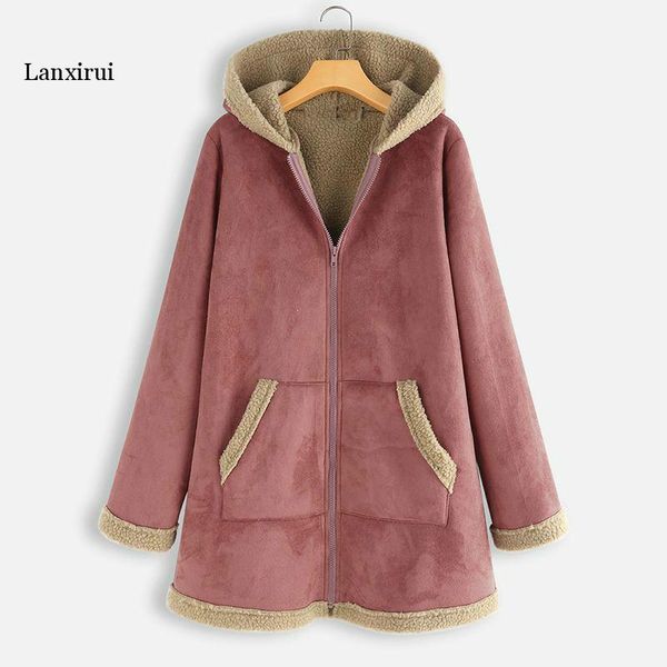 women long sleeve zipper hoodies coats winter outwear vintage hooded fleece jackets solid loose overcoats femme warm coat, Black;brown
women long sleeve zipper hoodies coats winter outwear vintage hooded fleece jackets solid loose overcoats femme warm coat, Black;brown