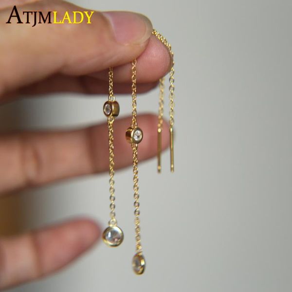 pendientes mujer new earings bezel bling luxury tready women jewelry 925 sterling chain thread earring, Silver
pendientes mujer new earings bezel bling luxury tready women jewelry 925 sterling chain thread earring, Silver