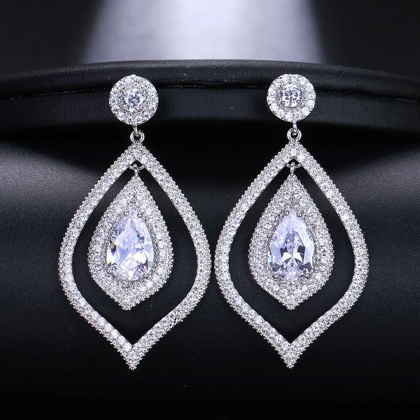 emmaya shiny leaf shaped dangling big cz bridal black crystal long drop earrings for women wedding fashion jewelry gift, Silver
emmaya shiny leaf shaped dangling big cz bridal black crystal long drop earrings for women wedding fashion jewelry gift, Silver