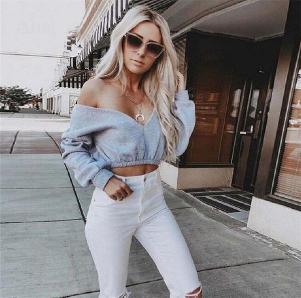 new fashion women autumn crop hoodies long sleeve casual female cotton sweatshirts deep-v neck off shoulder street wear, Black
new fashion women autumn crop hoodies long sleeve casual female cotton sweatshirts deep-v neck off shoulder street wear, Black