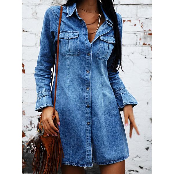 womens spring and autumn lightweight casual long sleeve a-line dress comfort with pockets lapel neck button down denim dresses, Black;gray
womens spring and autumn lightweight casual long sleeve a-line dress comfort with pockets lapel neck button down denim dresses, Black;gray