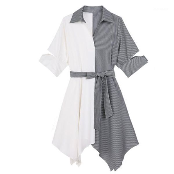 casual dresses 2021 spring summer women's fashion dress v-neck high waist striped stitching temperament irregular with belt z231, Black;gray
casual dresses 2021 spring summer women's fashion dress v-neck high waist striped stitching temperament irregular with belt z231, Black;gray