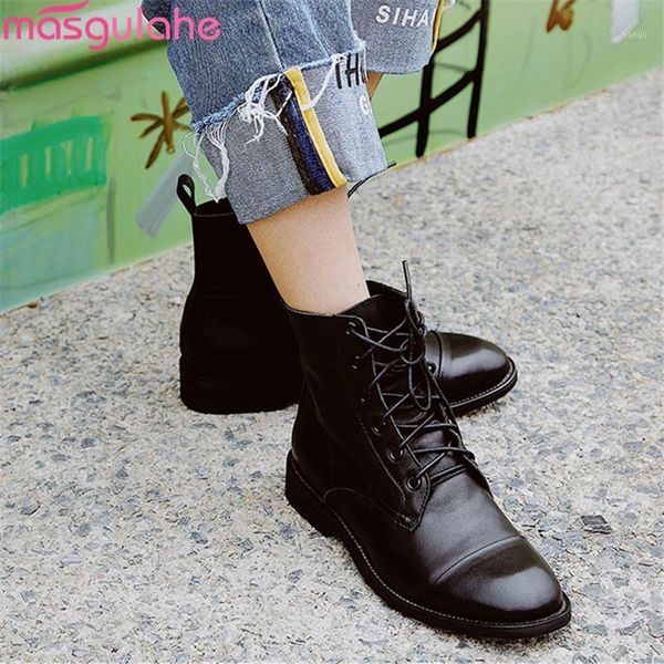 boots masgulahe 2021 arrival genuine leather ankle for women lace up round toe low heels autumn casual shoes woman1, Black
boots masgulahe 2021 arrival genuine leather ankle for women lace up round toe low heels autumn casual shoes woman1, Black