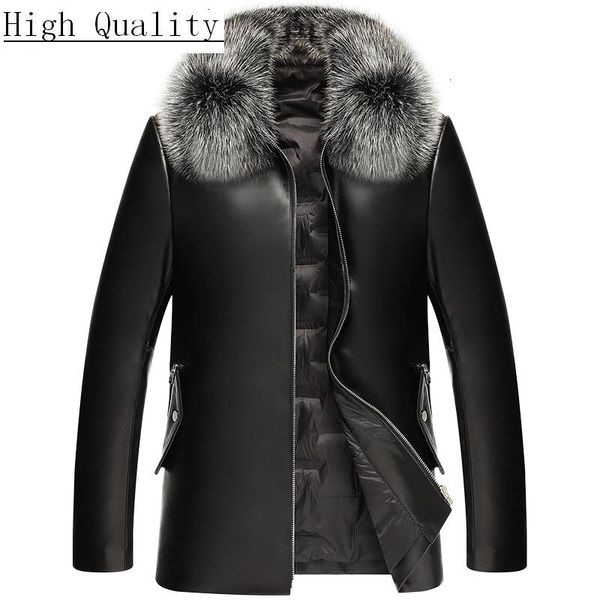 men's leather & faux genuine down jacket men sheepskin coat for jackets real fur collar doudoune homme kj1564, Black
men's leather & faux genuine down jacket men sheepskin coat for jackets real fur collar doudoune homme kj1564, Black