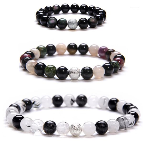 10 mm natural obsidian bracelets men silver color beads pulsera 8 mm tourmaline energy bangle elastic bracelet women jewelry1, Black
10 mm natural obsidian bracelets men silver color beads pulsera 8 mm tourmaline energy bangle elastic bracelet women jewelry1, Black