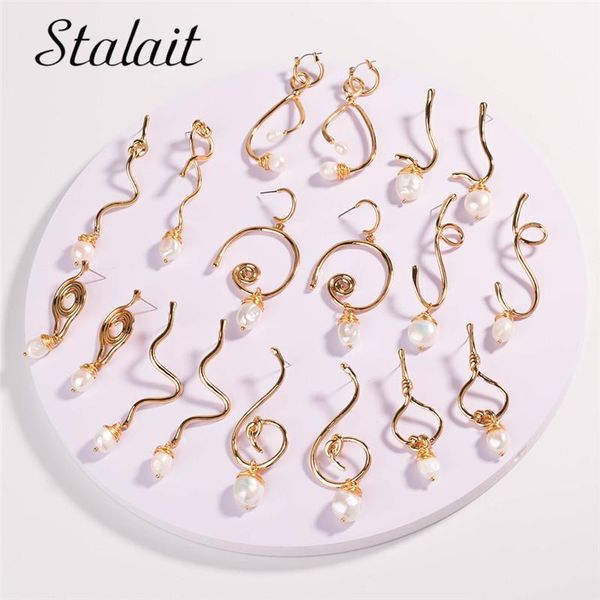 19 pair fashion irregular metallic line fresh pearl drop earrings for women golden distorted dangle earrings accessories jewelry, Silver
19 pair fashion irregular metallic line fresh pearl drop earrings for women golden distorted dangle earrings accessories jewelry, Silver