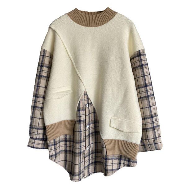women's sweaters autumn winter 2021 patchwork women sweater pullovers korean version of loose lazy style knitted thick female top, White;black
women's sweaters autumn winter 2021 patchwork women sweater pullovers korean version of loose lazy style knitted thick female top, White;black