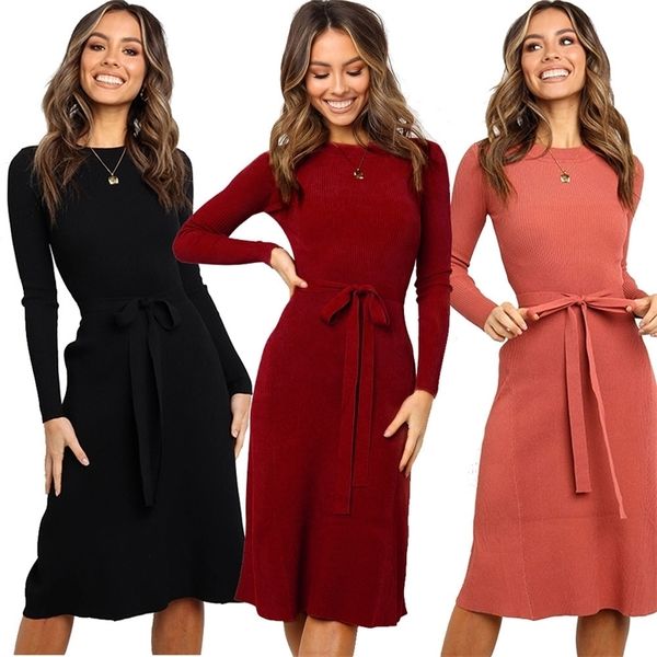 autumn winter fashion women solid color sweater dresses o-neck slim elegant bandage vintage long sleeve dress knitted dress 201027, Black;gray
autumn winter fashion women solid color sweater dresses o-neck slim elegant bandage vintage long sleeve dress knitted dress 201027, Black;gray