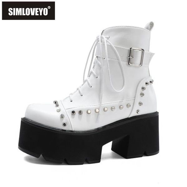 simloveyo new 2021 women ankle boots round toe 7cm block heels thick bottom buckle lace-up zip punk rivets big size 44 b2240, Black
simloveyo new 2021 women ankle boots round toe 7cm block heels thick bottom buckle lace-up zip punk rivets big size 44 b2240, Black