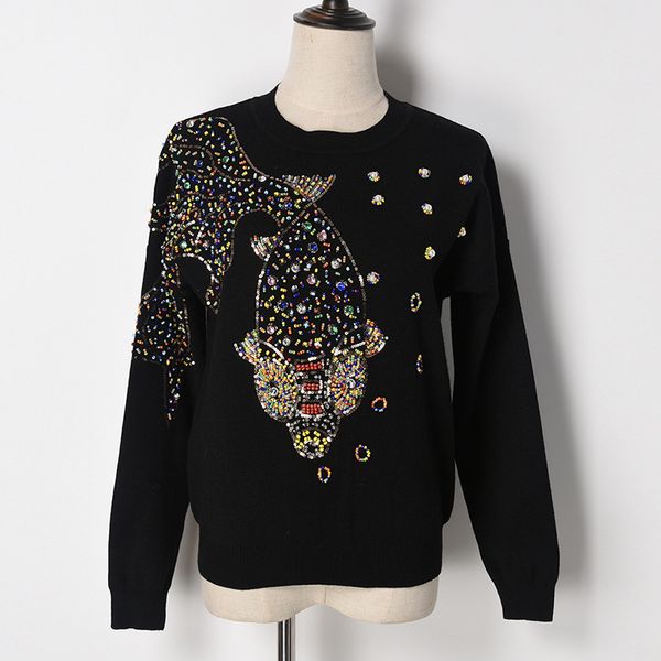 2021 autumn female brand designer fashionable high street new pullovers round neck cable knit goldfish bead sweater wfz0, White;black
2021 autumn female brand designer fashionable high street new pullovers round neck cable knit goldfish bead sweater wfz0, White;black